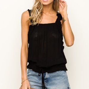 Cinched Waist Black Tank
